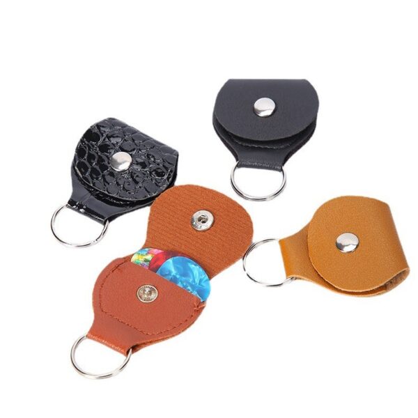 PU Leather Guitar Pick Pouch with Keychain – 4 Color Options